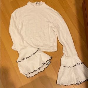 Mock neck flare sleeve top